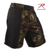 WOODLAND CAMO/BLACK MMA FIGHT SHORTS